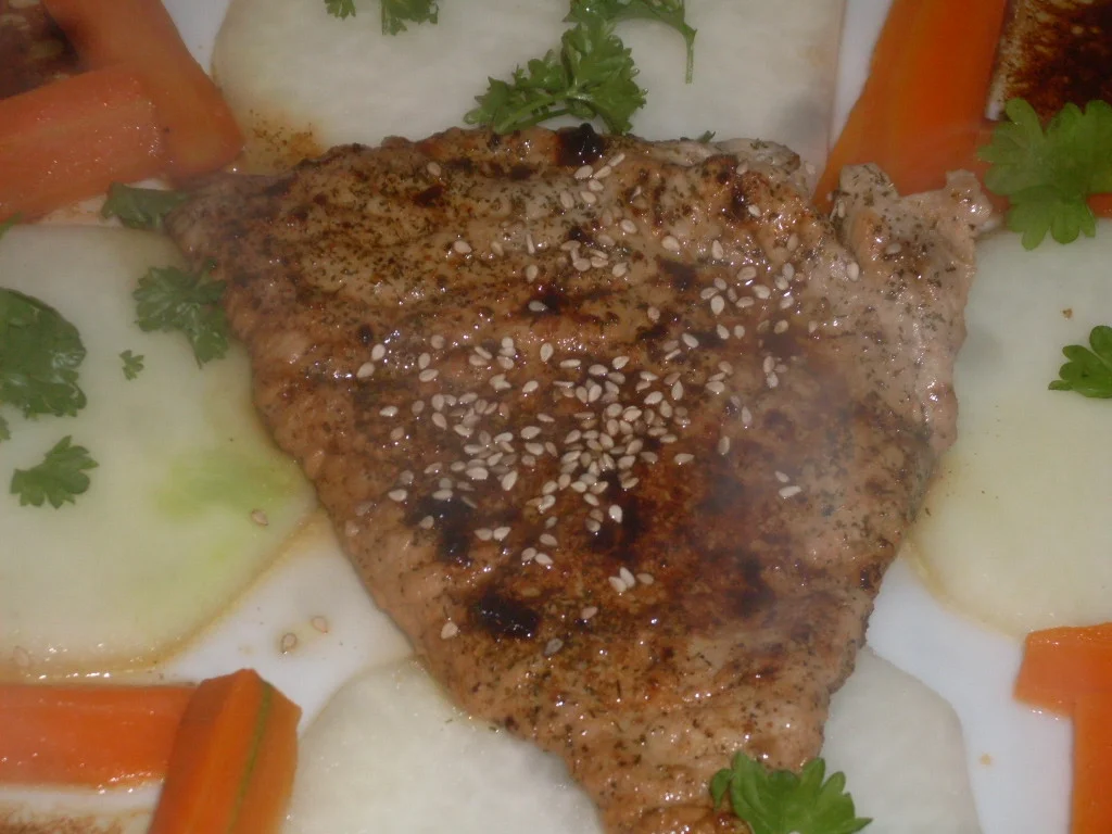 Rezept: Kalbfleisch-Schnitzel auf Kohlrabischeiben mit Möhrenstifte Bild Nr. 5 Kalbfleisch-Schnitzel auf Kohlrabischeiben mit Möhrenstifte - Rezept - Bild Nr. 5