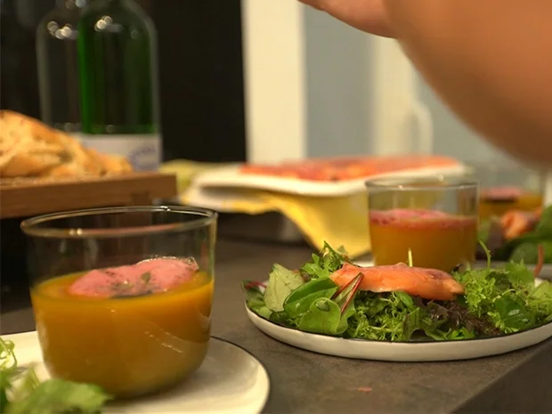 Habichtswälder Kürbis mit Edersee-Forelle und Fuldataler Wildkräutern - Rezept - Bild Nr. 2