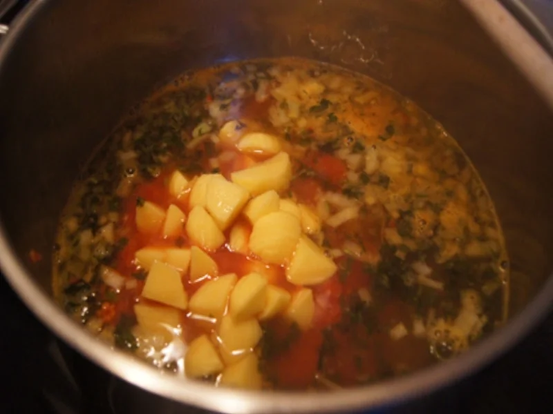 Rote Linsensuppe mit Ingwer und Fleischwursteinlage - Rezept - Bild Nr. 9