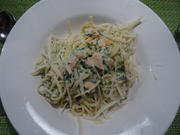 Spaghetti mit Spinat-Frischkäse-Soße und Räucherlachs - Rezept - Bild Nr. 2