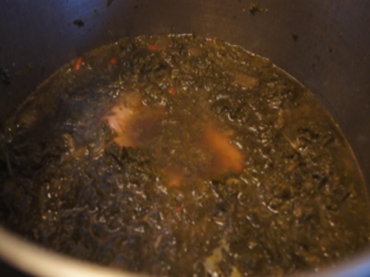 Grünkohl asiatisch gewürzt mit frischer Bregenwurst und Salzkartoffeln - Rezept - Bild Nr. 16