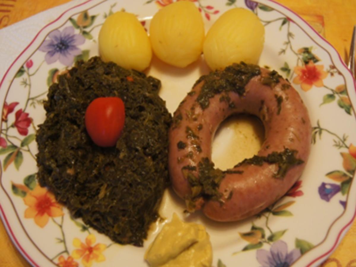 Grünkohl asiatisch gewürzt mit frischer Bregenwurst und Salzkartoffeln - Rezept - Bild Nr. 24