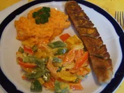 Thüringer Rostbratwurst mit Gemüsepaprikamix und Süßkartoffelstampf - Rezept - Bild Nr. 2