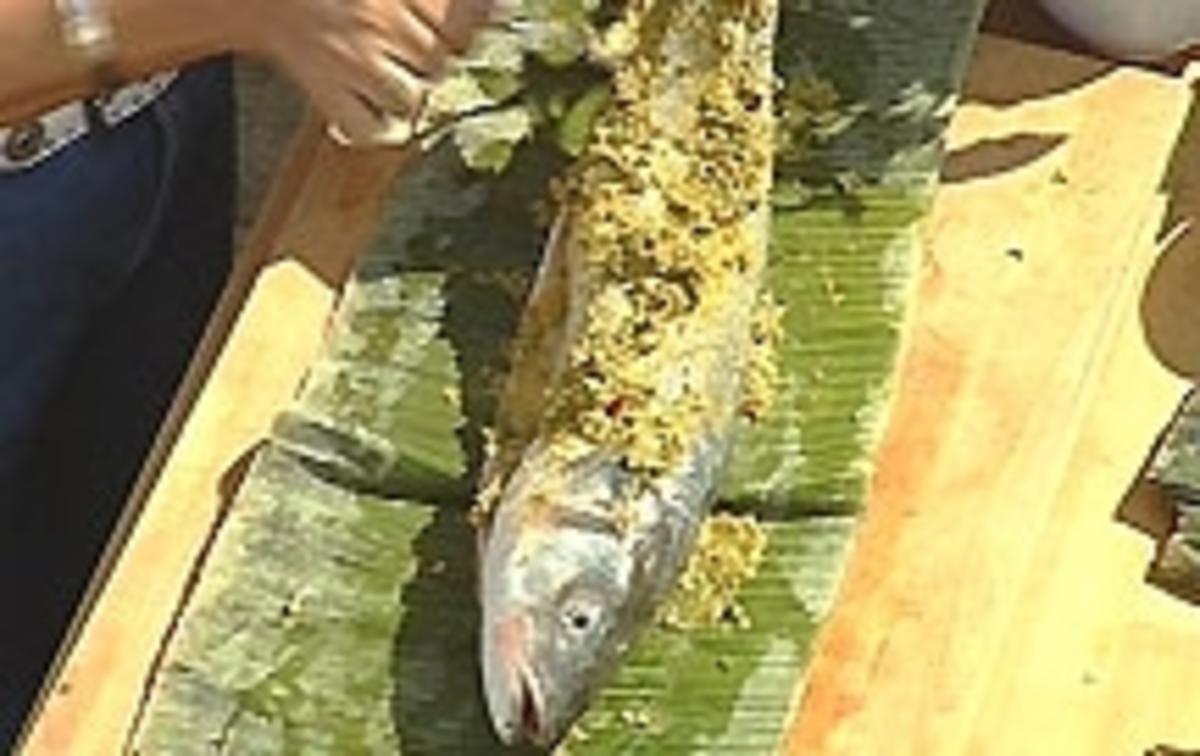 Gegrillter Fisch in Bananenblättern - Rezept