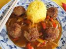 Pikant gewürzte Mettbällchen mit Gemüsemix im Wok und gelber Basmatireis - Rezept - Bild Nr. 2