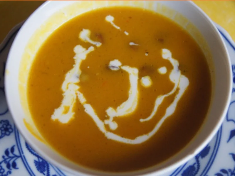 Pikant gewürzte Kürbissuppe mit Kartoffel- und Rostbratwurst-Einlage - Rezept - Bild Nr. 2