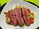 Gorgonzolasteak  auf Rauke und Kirschtomaten (heute mit Römersalat) - Rezept - Bild Nr. 2