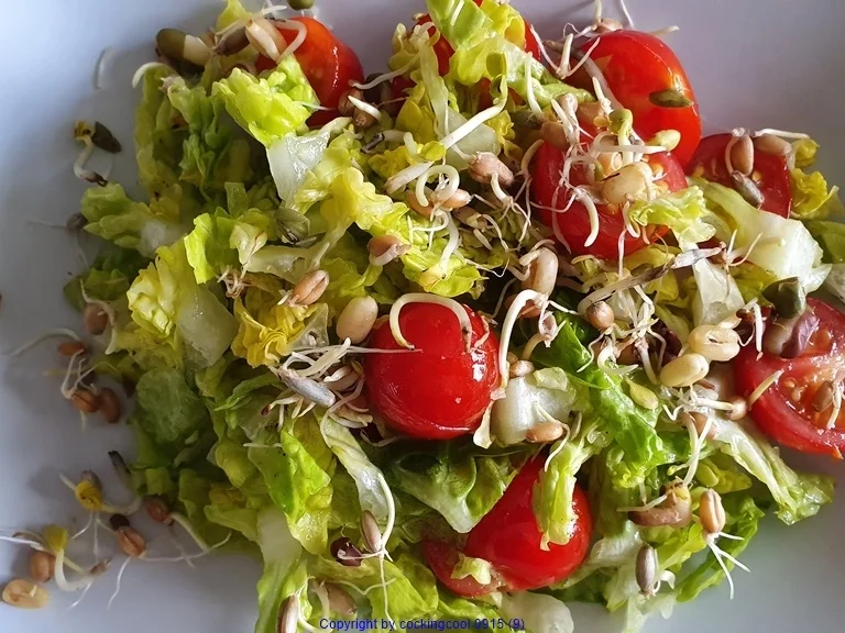 Gorgonzolasteak  auf Rauke und Kirschtomaten (heute mit Römersalat) - Rezept - Bild Nr. 12