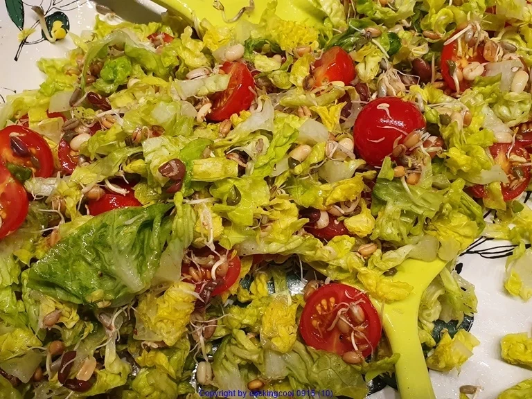 Gorgonzolasteak  auf Rauke und Kirschtomaten (heute mit Römersalat) - Rezept - Bild Nr. 11