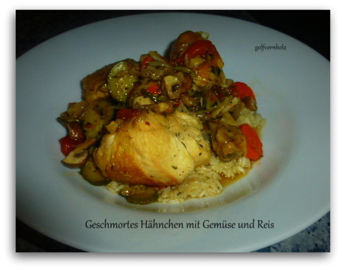 Geschmortes Hähnchen mit Gemüse und Reis - Rezept - Bild Nr. 2