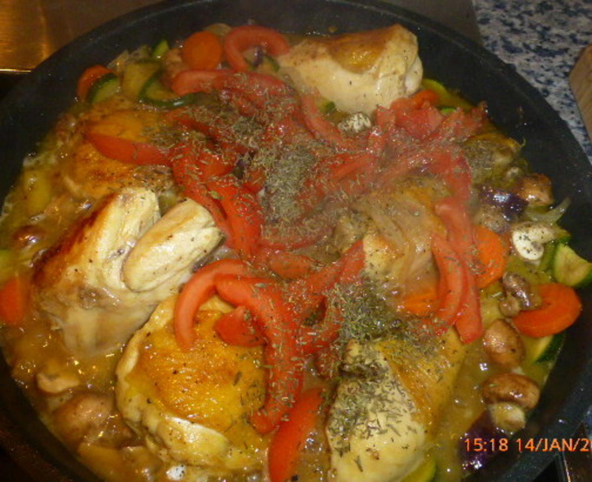 Geschmortes Hähnchen mit Gemüse und Reis - Rezept - Bild Nr. 6