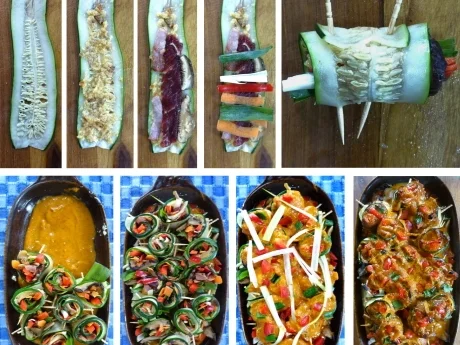 Scharfe Zucchini-Rouladen mit Rindfleisch- und Gemüsefüllung - Rezept - Bild Nr. 19