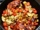 Hähnchenkeulen mit Kartoffeln und Gemüse aus dem Backofen - Rezept - Bild Nr. 2