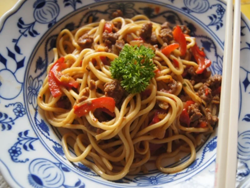 Mie-Nudeln mit Hackfleisch pikant scharf - Rezept - Bild Nr. 2