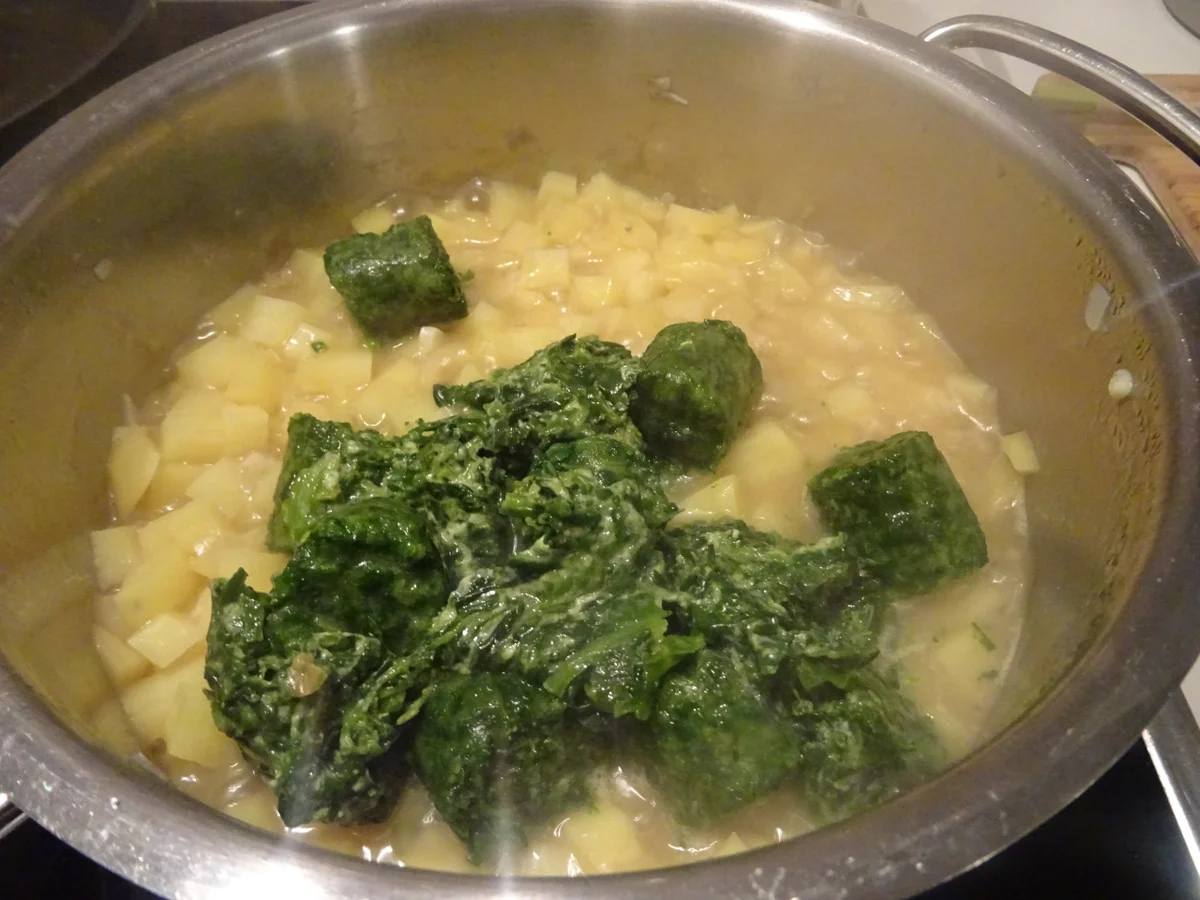 Rezept: Spinat-Kartoffelsotto mit "Wolken-Ei" und Shrimps Bild Nr. 3 Spinat-Kartoffelsotto mit "Wolken-Ei" und Shrimps - Rezept - Bild Nr. 3