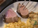 Schweinefilet mit Pilzfarce, Knöpfle, Mischpilzpfanne und etwas Grünem - Rezept - Bild Nr. 2