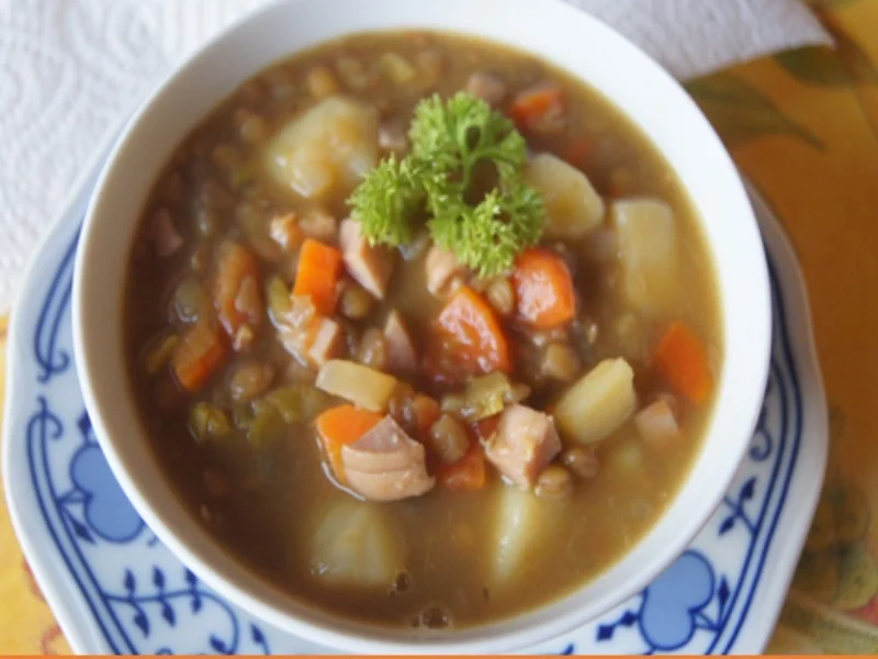 Rezept: Linsensuppe mit Gemüse und Fleischwurst Bild Nr. 2 Linsensuppe mit Gemüse und Fleischwurst - Rezept - Bild Nr. 2
