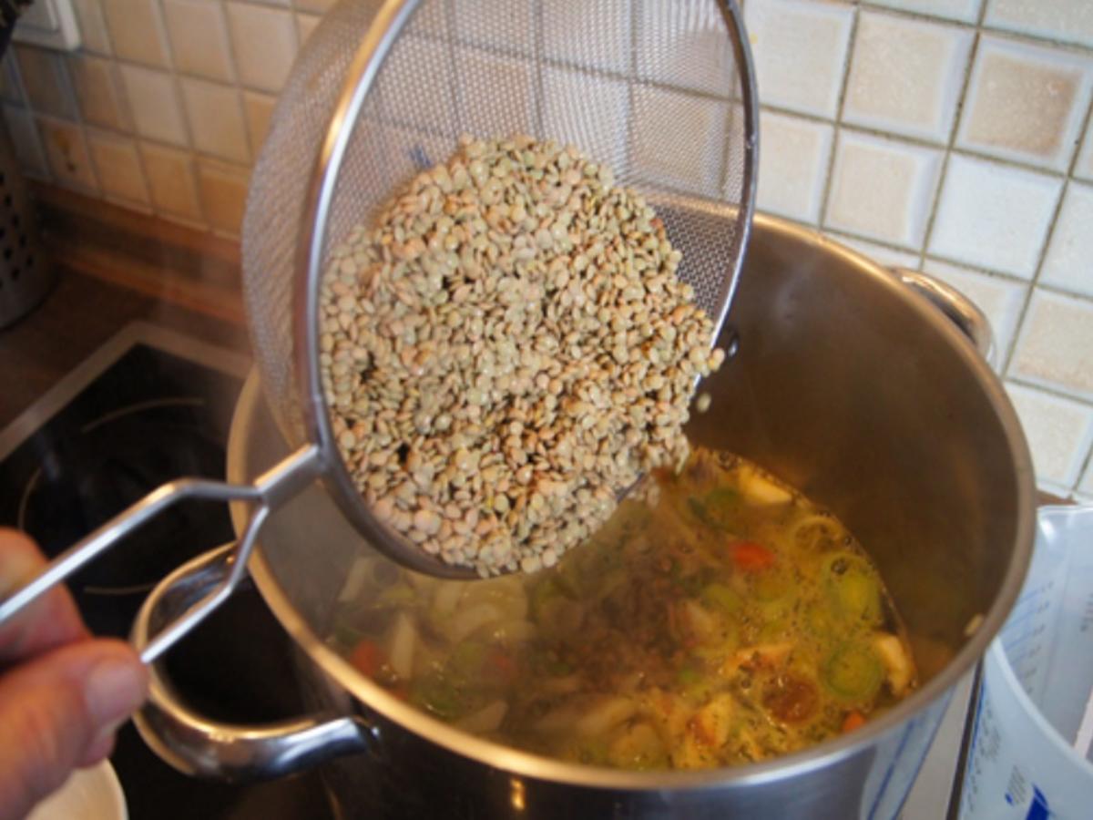 Linsensuppe mit Gemüse und Fleischwurst - einfach - von MausVoh