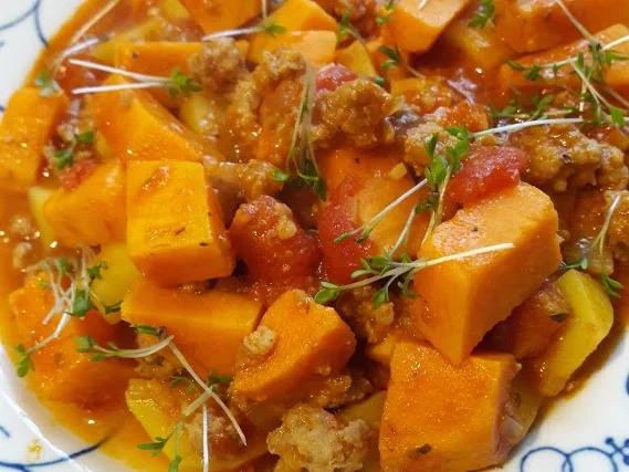 Rezept: Hackfleischpfanne mit Süßkartoffel Bild Nr. 12 Hackfleischpfanne mit Süßkartoffel - Rezept - Bild Nr. 12