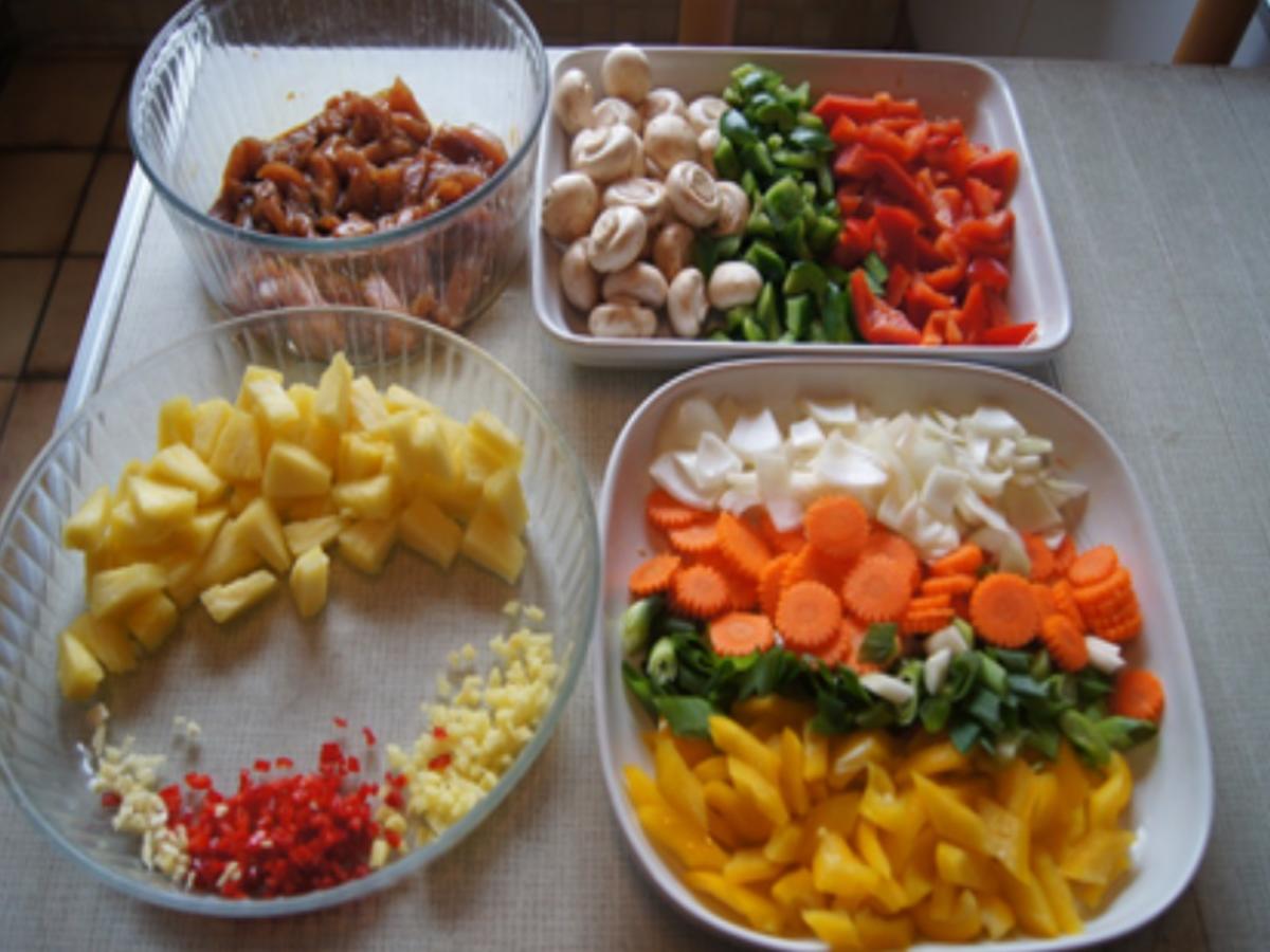 Putenbrustfilet mit Gemüse süß-sauer im Wok und gelber Basmatireis - Rezept - Bild Nr. 15