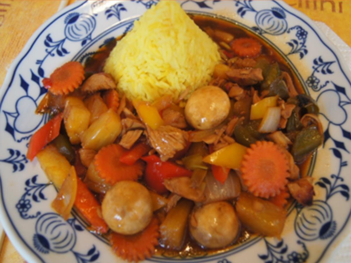 Putenbrustfilet mit Gemüse süß-sauer im Wok und gelber Basmatireis - Rezept - Bild Nr. 36