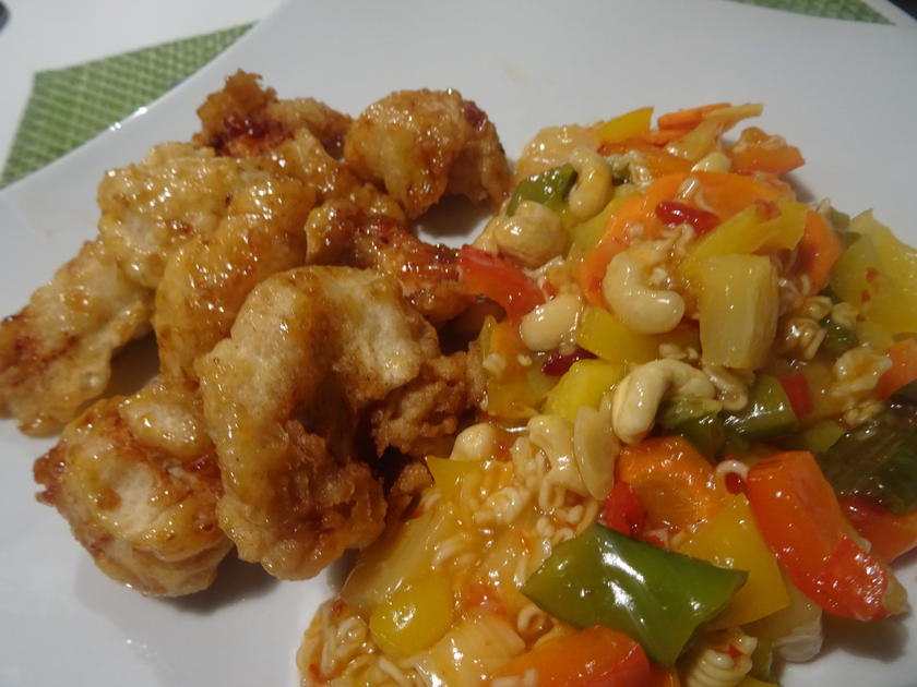 Gebackenes Huhn mit Orangen Glasur und süß-sauer Gemüse - einfach - von ...