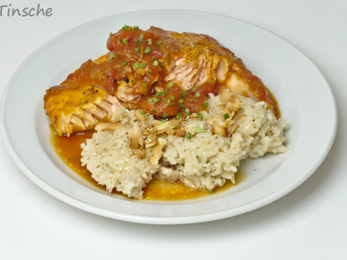Tomaten-Ofen-Lachs mit Kokosreis - Rezept - Bild Nr. 6