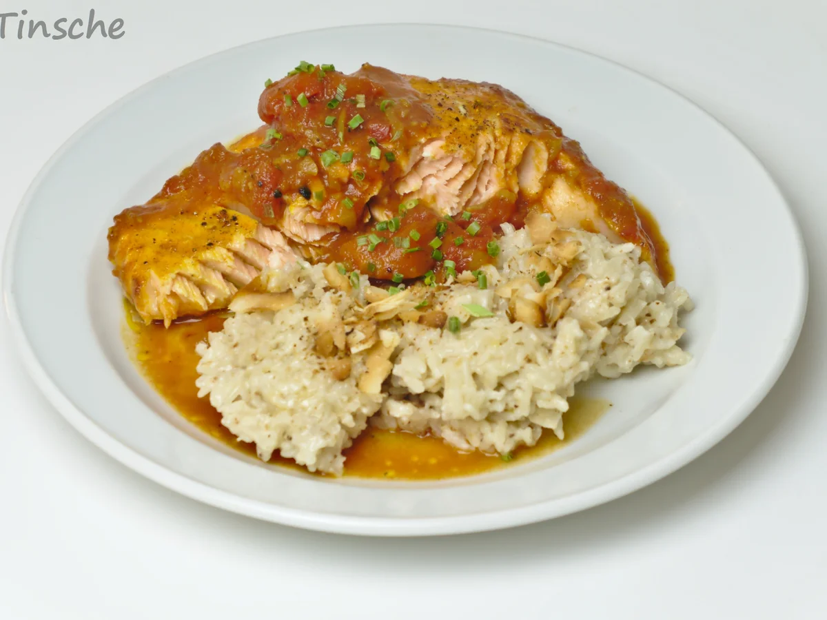 Tomaten-Ofen-Lachs mit Kokosreis - Rezept - Bild Nr. 7