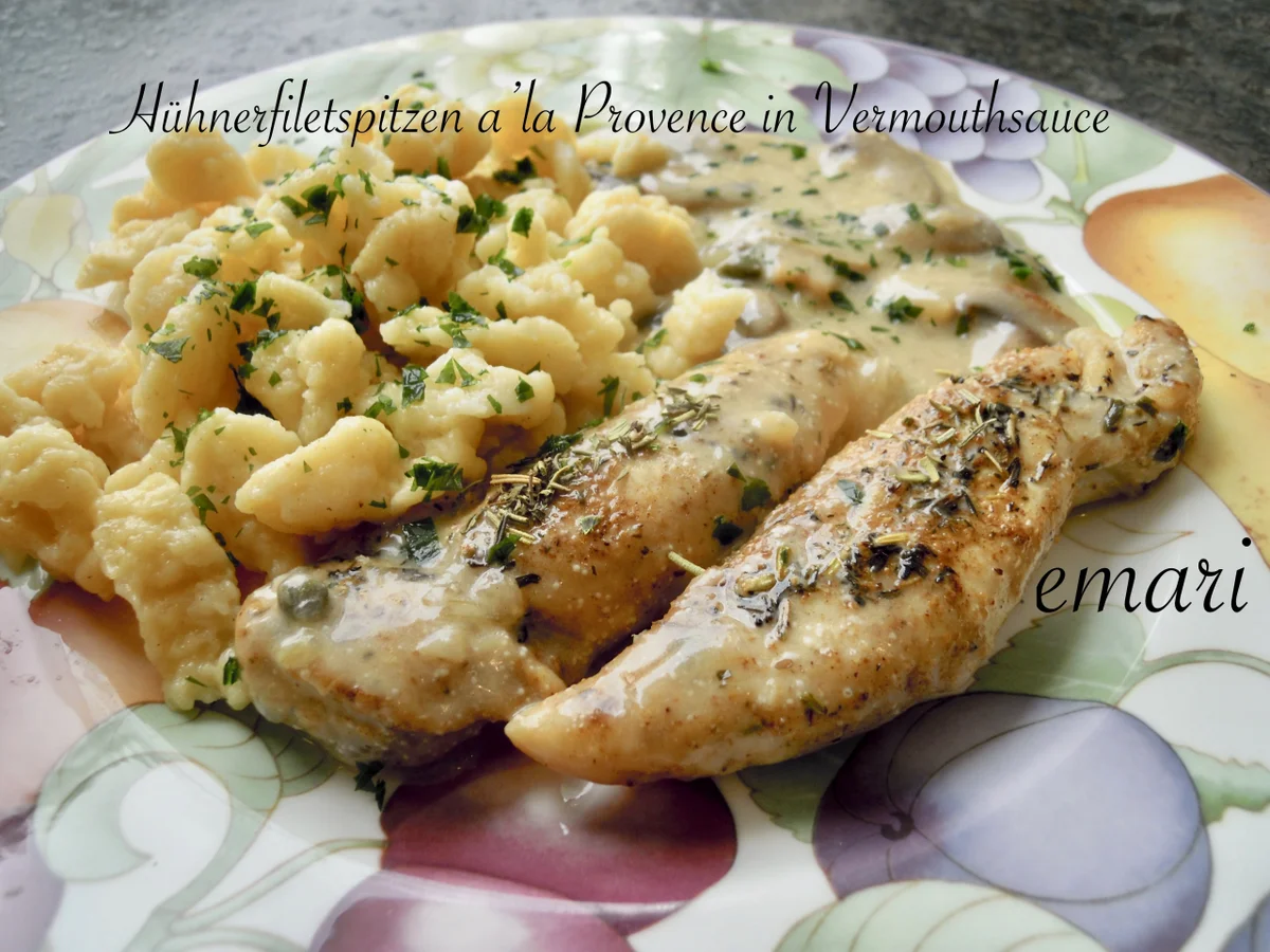 Hühnerfiletspitzen a'la Provence in Vermouthsauce - Rezept - Bild Nr. 10000