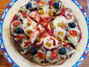 Schinkenpizza mit Auberginen und Tomaten - Rezept - Bild Nr. 3