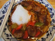 Schweinefleischbällchen süß-sauer im Wok und Basmatireis - Rezept - Bild Nr. 2