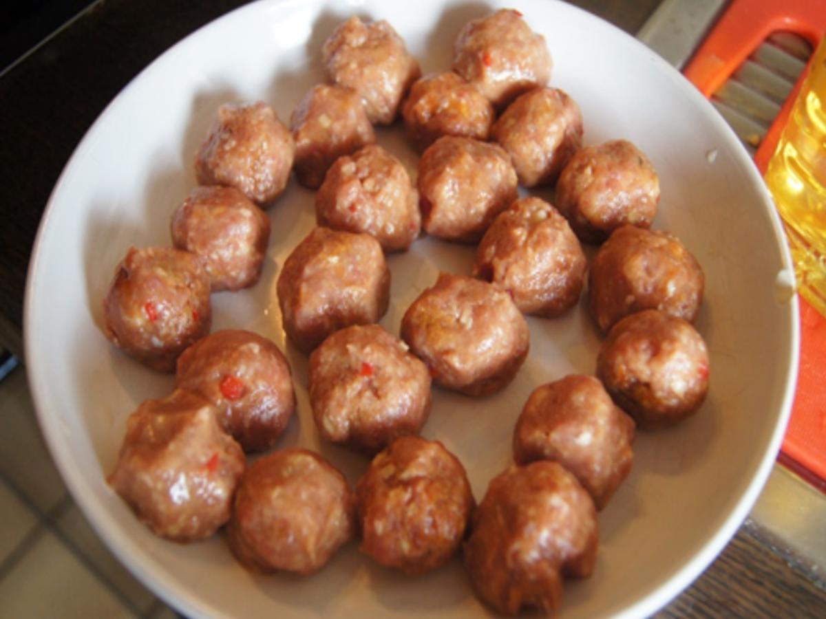 Schweinefleischbällchen süß-sauer im Wok und Basmatireis - Rezept - Bild Nr. 7