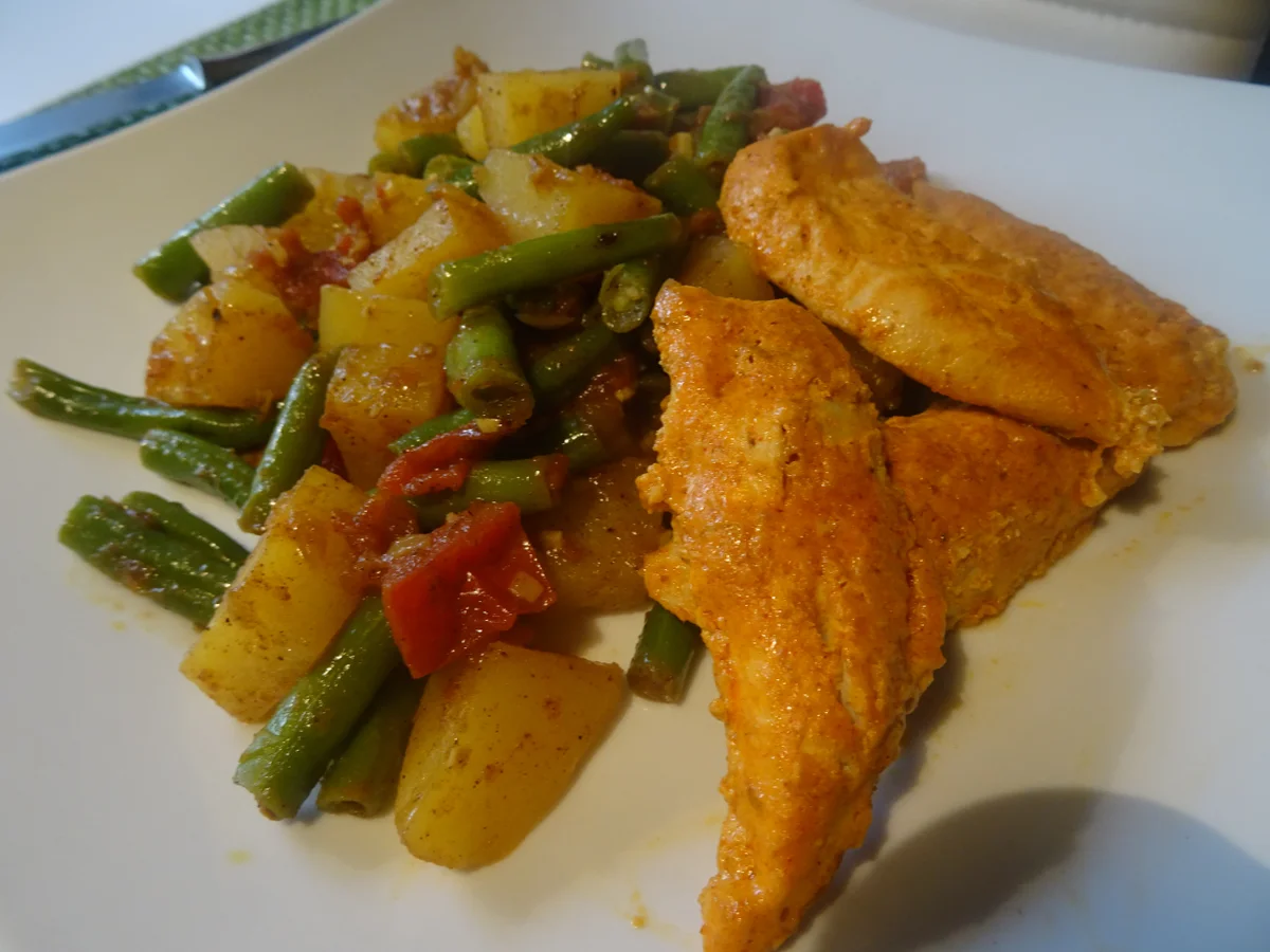 Indisches Kartoffel-Bohnen-Curry mit Tandoori-Chicken - Rezept - Bild Nr. 10038