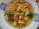 Suppe mit Hähnchenschenkel, Gemüse, Eierstich und Hörnchen Nudeln - Rezept - Bild Nr. 2