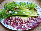 Carpaccio mit grünem Spargel und Shimeji-Pilzen - Rezept - Bild Nr. 2