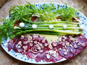 Carpaccio mit grünem Spargel und Shimeji-Pilzen - Rezept - Bild Nr. 2