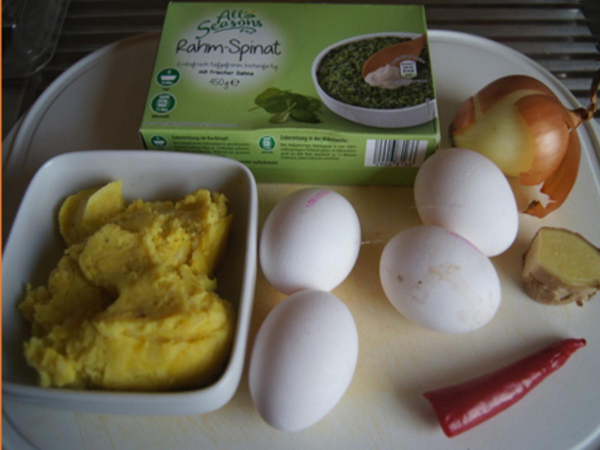 Würziger Rahmspinat, frittierte Eier und Kartoffelstampf - Rezept - Bild Nr. 3