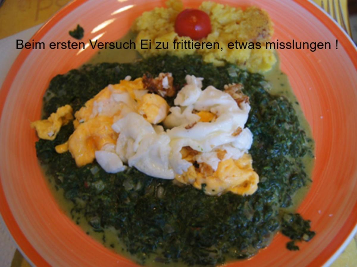 Würziger Rahmspinat, frittierte Eier und Kartoffelstampf - Rezept - Bild Nr. 9