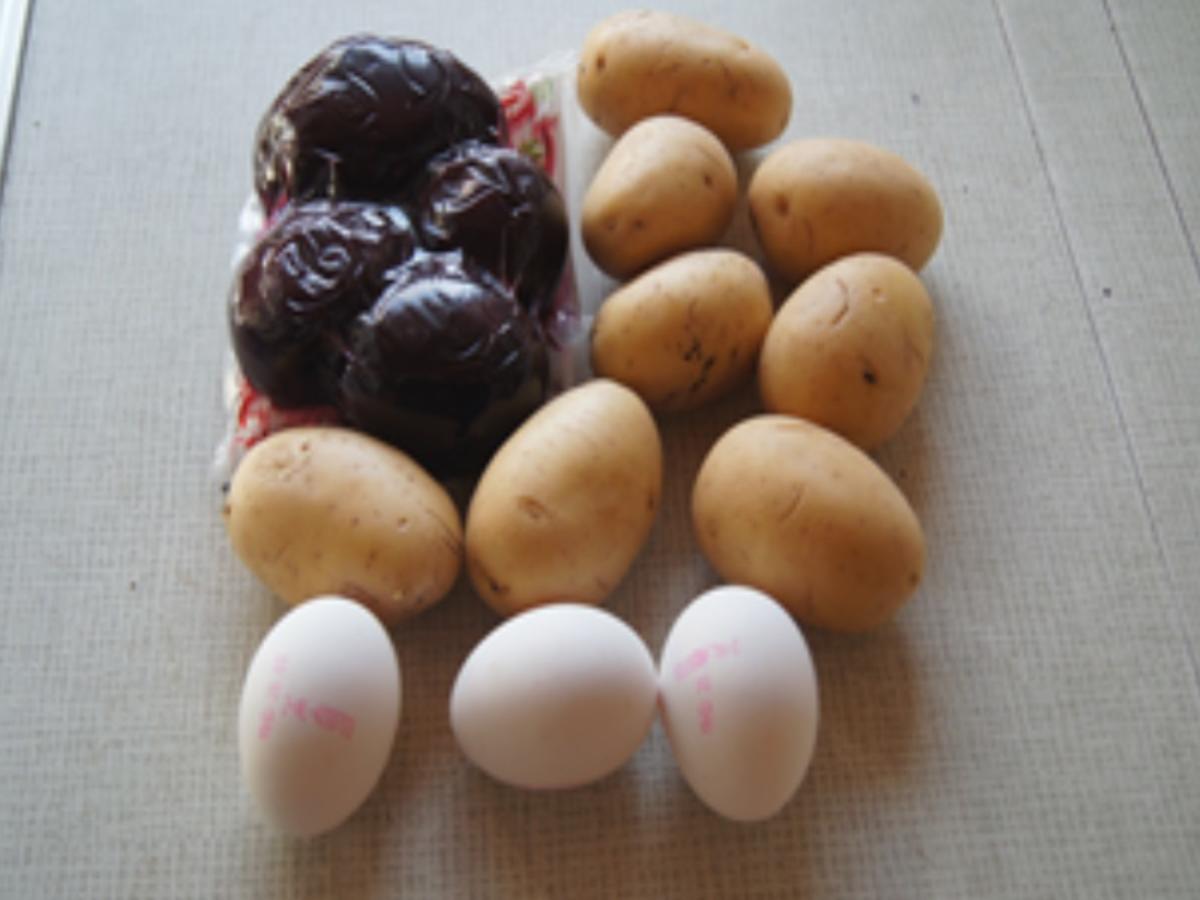 Gekochte Eier mit Senfsauce, Rote Bete Salat und Kartoffelpilzduo - Rezept - Bild Nr. 3