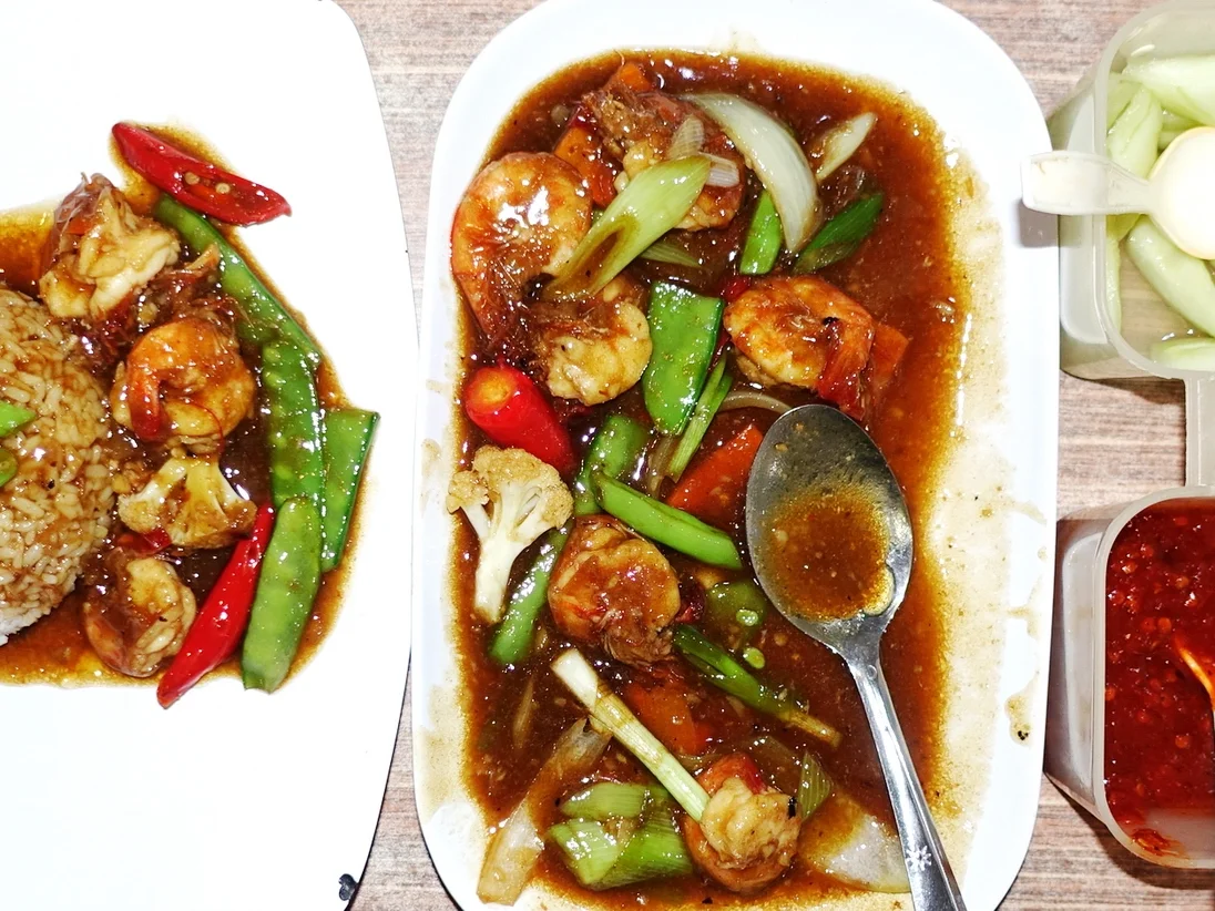 Rezept: Garnelen in süß-saurer Sauce mit Reis Bild Nr. 3 Garnelen in süß-saurer Sauce mit Reis - Rezept - Bild Nr. 3