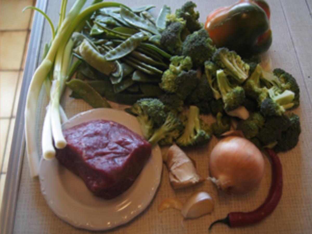 Rinder-Hüftsteak mit grünem Gemüse im Wok - Rezept - Bild Nr. 3