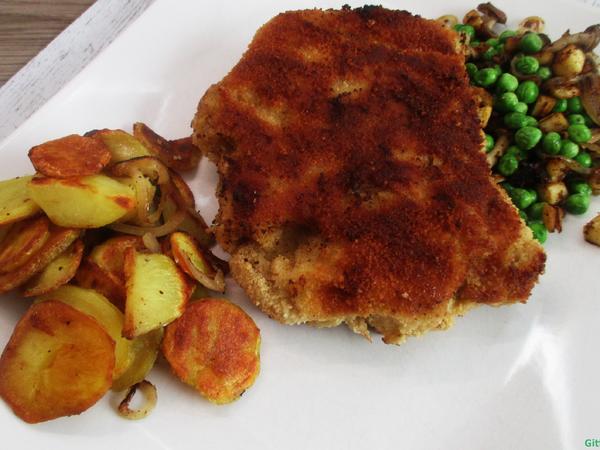 Gefülltes Schnitzel Kölsche Art mit Gemüse und Bratkartoffeln - Rezept ...