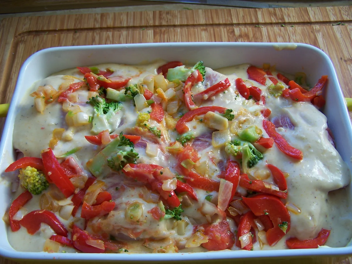 Hähnchenbrust in Bechamel Soße mit Gemüse - Rezept - Bild Nr. 10355