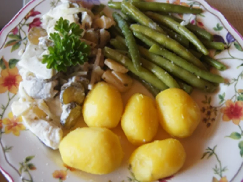 Matjesfiletsalat nach Hausfrauen-Art mit grünen Bohnen und Pellkartoffeln - Rezept - Bild Nr. 10351