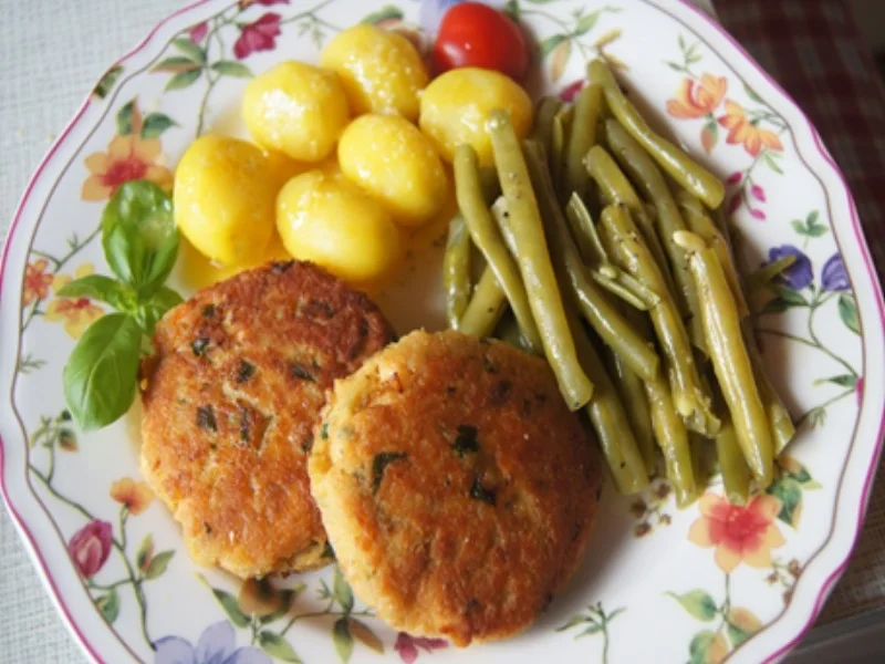 Rezept: Lachsbuletten mit Buschbohnen, Baby-Pellkartoffeln und Zitronen-Butter Bild Nr. 2 Lachsbuletten mit Buschbohnen, Baby-Pellkartoffeln und Zitronen-Butter - Rezept - Bild Nr. 2