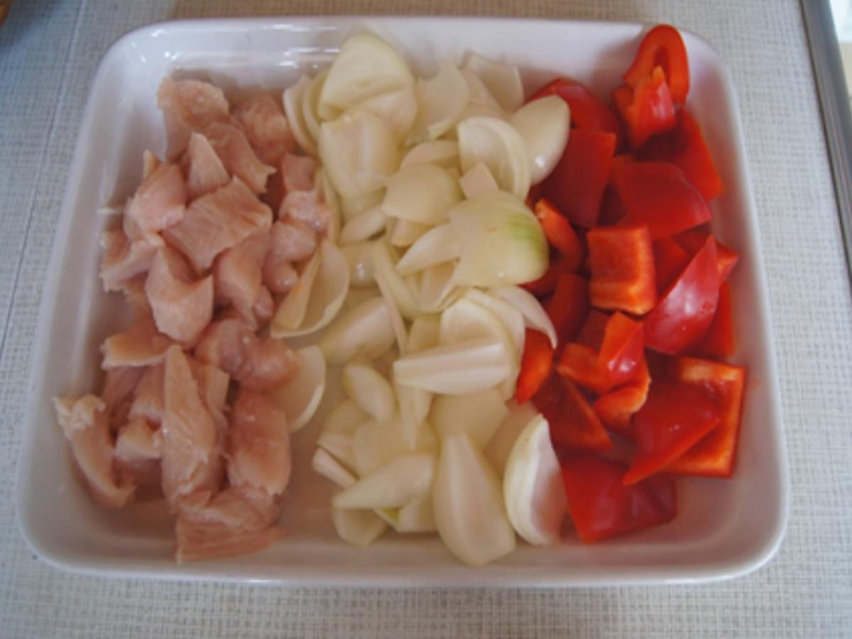 Hähnchen-Gemüse-Spieße mit Champignons und Basmatireis - Rezept - Bild Nr. 4