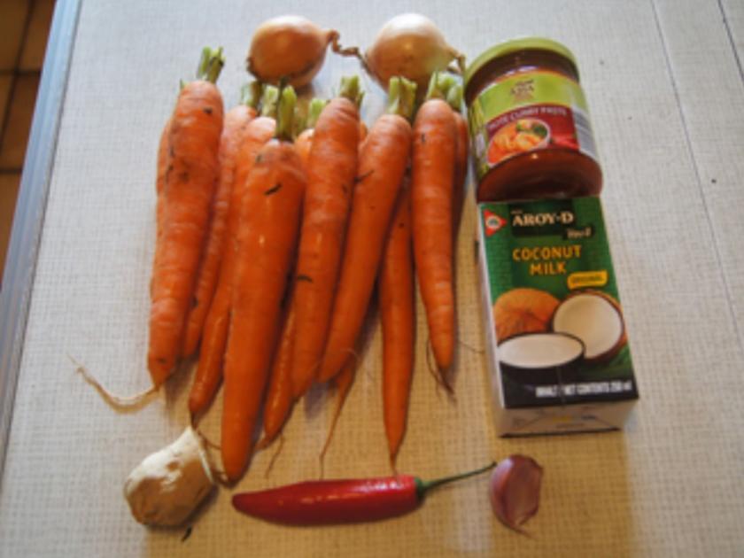 Asiatische Möhrensuppe mit Honig Putenspießen - einfach - von MausVoh