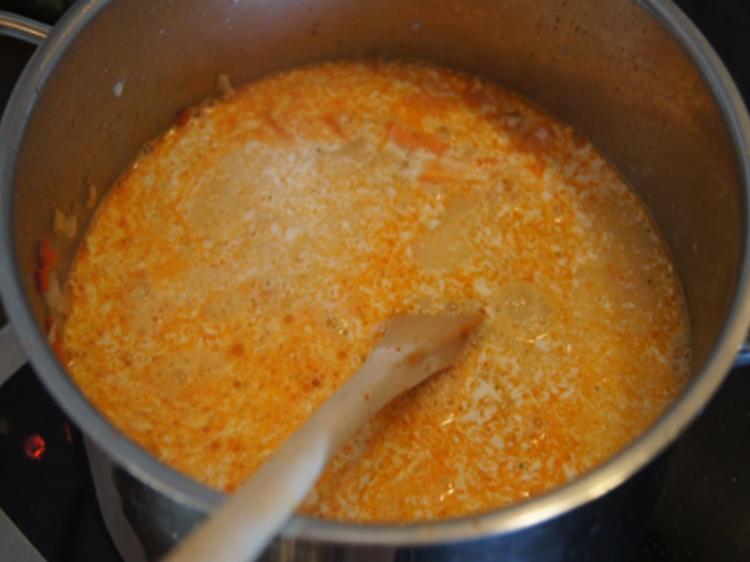 Asiatische Möhrensuppe mit Honig Putenspießen - einfach - von MausVoh