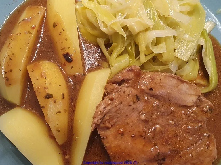 Schweinebraten Porree Gemüse und Salzkartoffel - Rezept - Bild Nr. 8