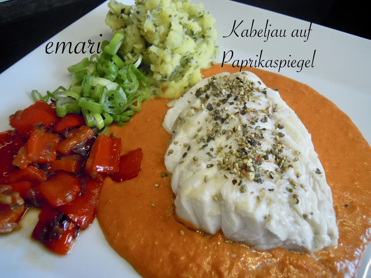 Kabeljau auf einem Paprika Sößchen - Rezept - Bild Nr. 2